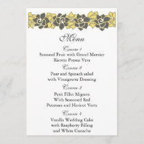 "yellow gray" floral wedding menu