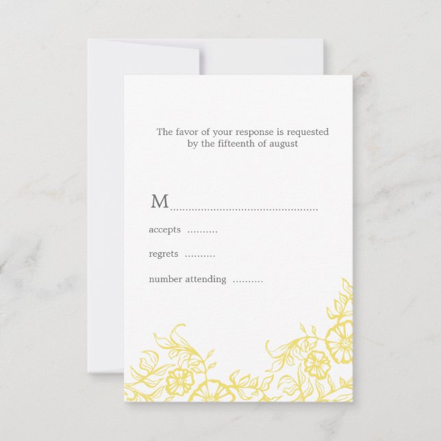 Yellow & Gray Floral Wedding Response (Front)