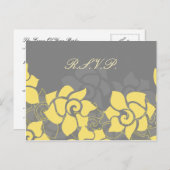 "yellow gray" floral Wedding rsvp card (Front/Back)