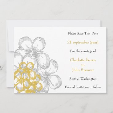 yellow-gray floral wedding save the date