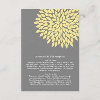 Yellow & Gray Flower  Wedding Direction Cards by AllyJCat at Zazzle