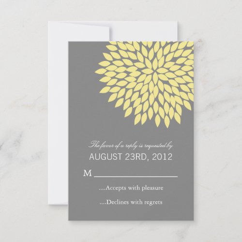 Yellow &amp; Gray Flower Wedding RSVP Cards Invites