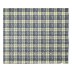 Yellow/Gray Flowers Plaid King Duvet Cover