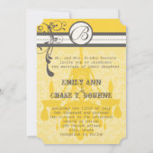 Yellow & Gray Funky Chandelier Save the Date (Back)