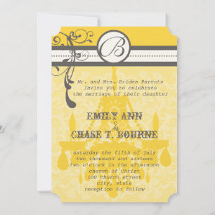 Yellow & Gray Funky Chandelier Save the Date