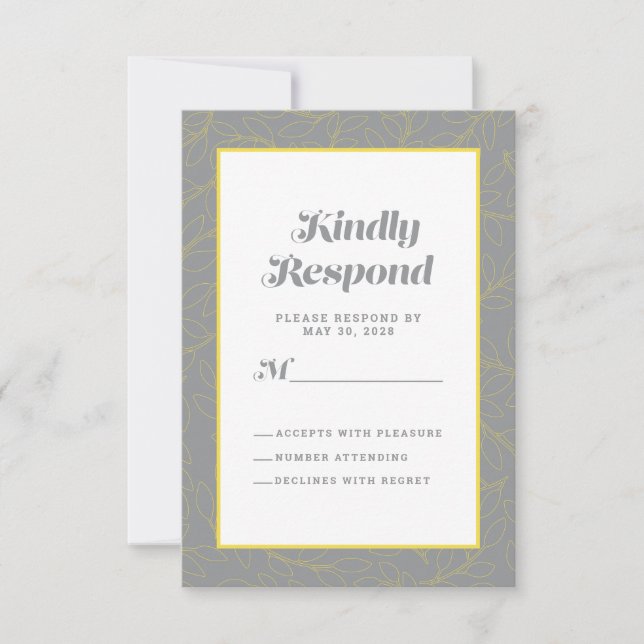 Yellow Gray Geometric Artistic |  Modern Abstract RSVP Card (Front)