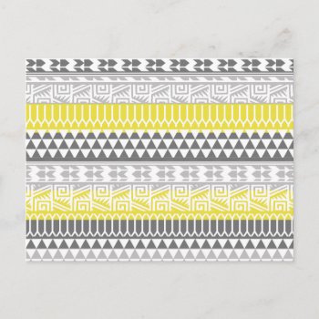 Yellow Gray Geometric Aztec Tribal Print Pattern Postcard by SharonaCreations at Zazzle
