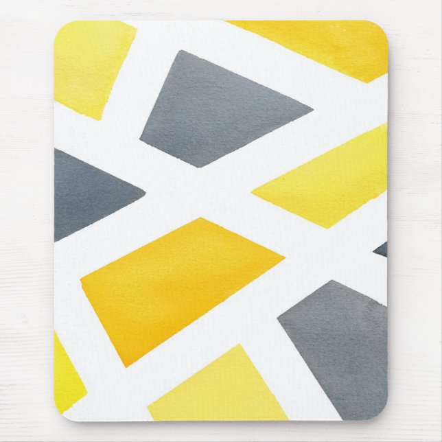 Yellow Gray Geometric Mouse Pad (Front)