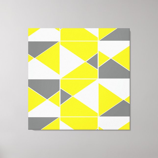 Yellow Gray Geometric Pattern Canvas Print (Front)