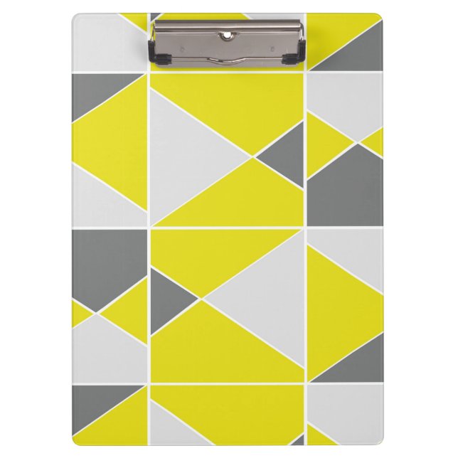 Yellow Gray Geometric Pattern Clipboard (Front)