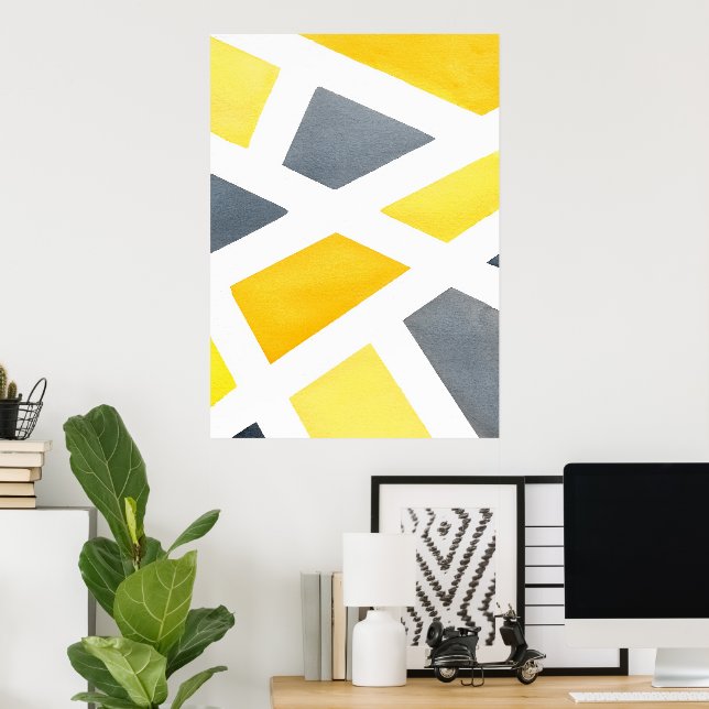 Yellow Gray Geometric Poster (Home Office)