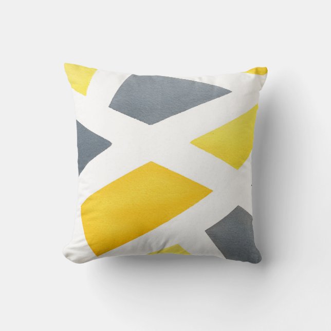 Yellow Gray Geometric Throw Pillow (Front)