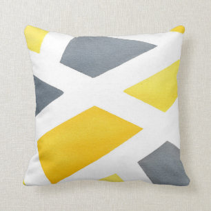 Yellow Gray Geometric Throw Pillow