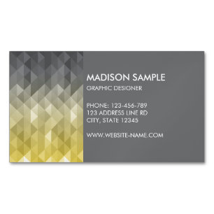 Yellow Gray Geometry pattern graphic designer Business Card Magnet