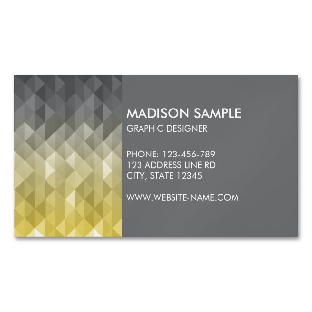 Yellow Gray Geometry pattern graphic designer Business Card Magnet (Front)