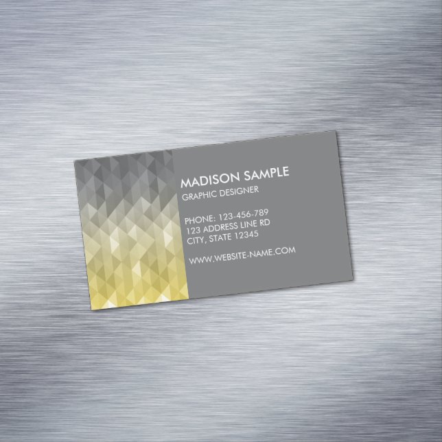 Yellow Gray Geometry pattern graphic designer Business Card Magnet (In Situ)