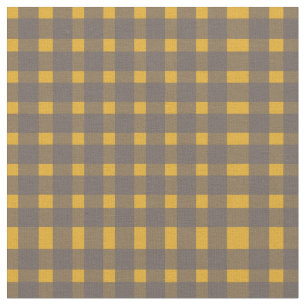 Yellow Gray Gingham Pattern  Fabric