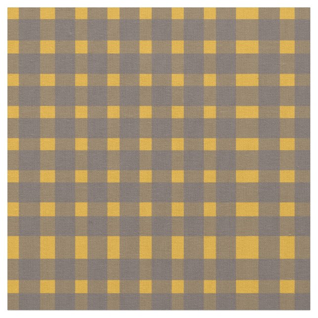 Yellow Gray Gingham Pattern  Fabric (Close Up)
