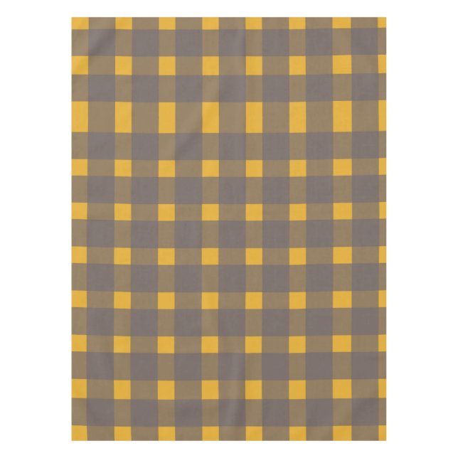 Yellow Gray Gingham Pattern Tablecloth (Front)
