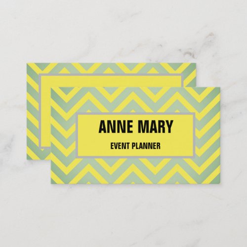 Yellow Gray Grey Chevron Abstract Patterns Modern Business Card