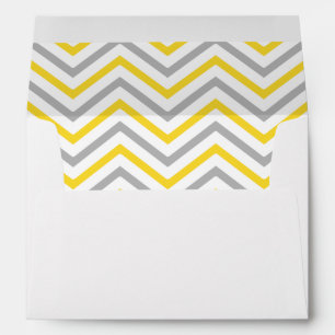 Yellow Gray Grey Chevron Lined Envelope