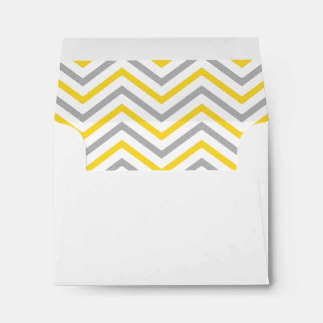 Yellow Gray Grey Chevron Lined Envelope (Back (Bottom))