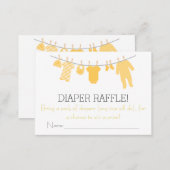 Yellow & Gray Little Clothes Diaper Raffle Tickets Enclosure Card (Front/Back)