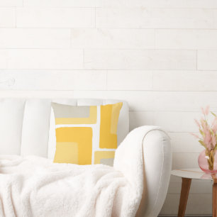 Yellow Gray Minimalist Color Block Throw Pillow