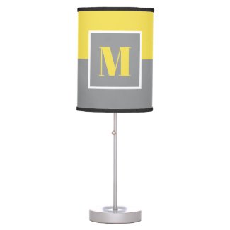 Yellow and Gray Monogram Table Lamp