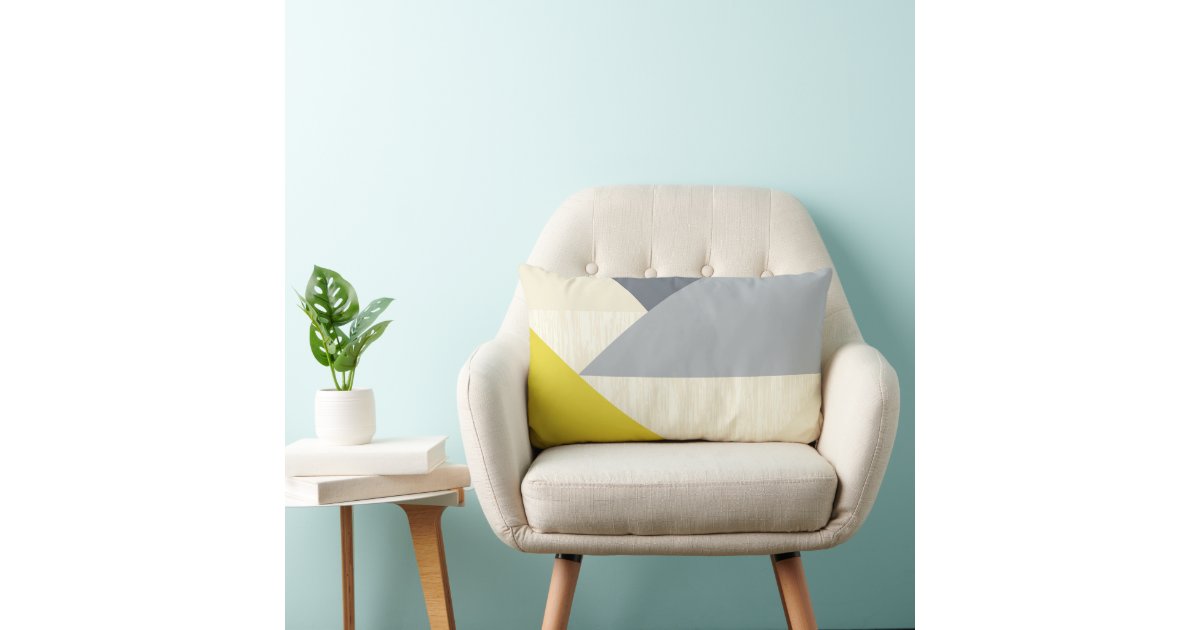 Yellow Gray Modern Geometric Pattern Pillow Zazzle