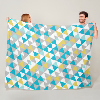 Yellow Gray Modern Mint Abstract Triangle Pattern Fleece Blanket