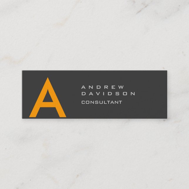 Yellow Gray Modern Monogram Plain Business Card (Front)
