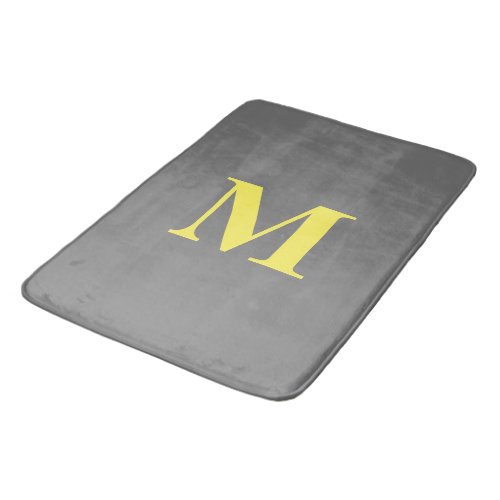 Yellow Gray Monogram Initials Custom Name Decor Bath Mat