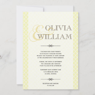 Yellow gray Moroccan tile ampersand modern wedding Invitation