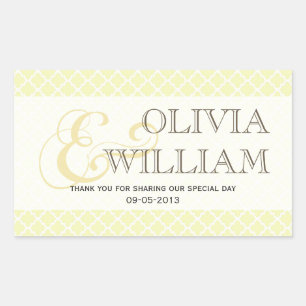 Yellow gray Moroccan tile ampersand wedding favor Rectangular Sticker