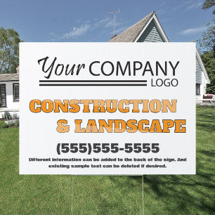 Yellow, Gray Outdoor Business Sign w/ Logo