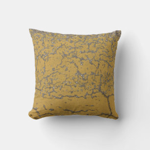 Yellow gray pastel crackles artistic pillow