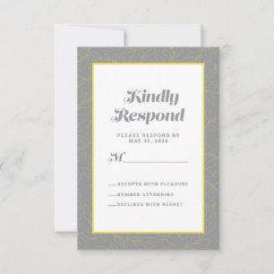 Yellow Gray Pattern    Abstract Modern Geometric RSVP Card