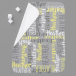 Yellow/Gray Personalized Typography Girl Name Baby Blanket