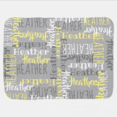 Yellow/Gray Personalized Typography Girl Name Baby Blanket (Horizontal)