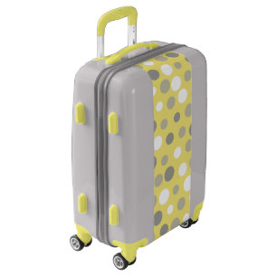 Yellow Gray Polka Dot Luggage