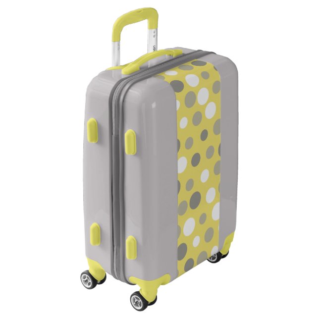 Yellow Gray Polka Dot Luggage (Rotated Left)