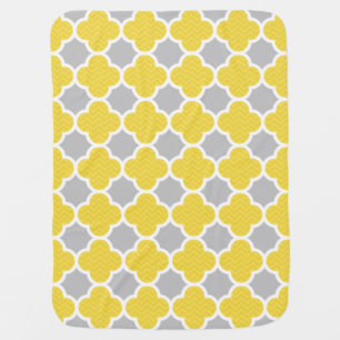 Yellow & Gray Quatrefoil Geometric Pattern Receiving Blanket
