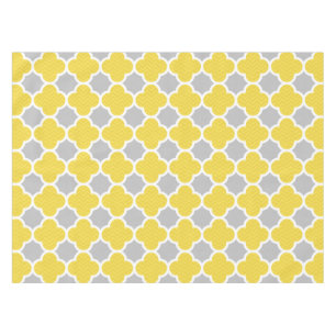 Yellow & Gray Quatrefoil Geometric Pattern Tablecloth