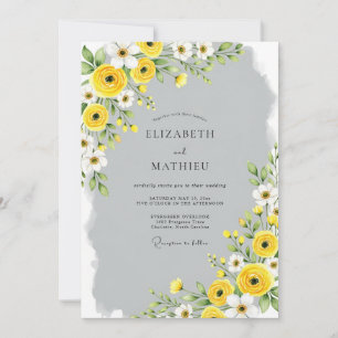 Yellow Gray Refined Spring Wedding Invitation