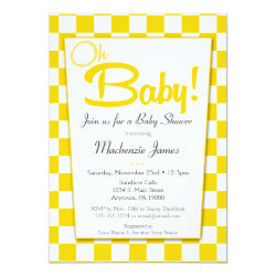 Yellow Gray Retro 50s Diner Baby Shower Invitation