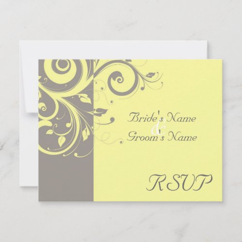 Yellow, Gray Reverse Swirl Wedding Matching RSVP