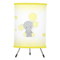 Yellow Gray Safari Elephant Nursery Neutral Baby Tripod Lamp