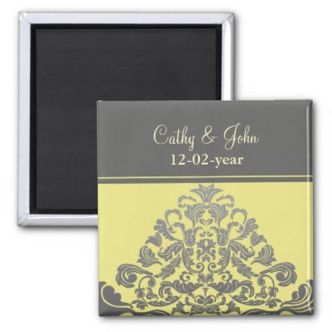 "yellow gray" Save the date magnet