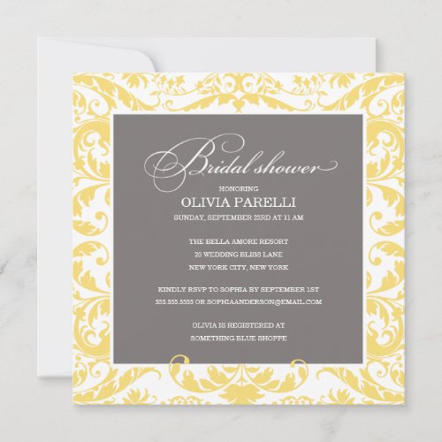 YELLOW &amp; GRAY SHOWER | BRIDAL SHOWER INVITE